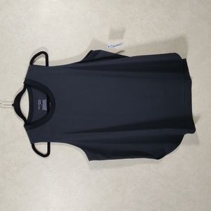 04126 Half Moon by Modern Movement black tech fabric blouse L NWT